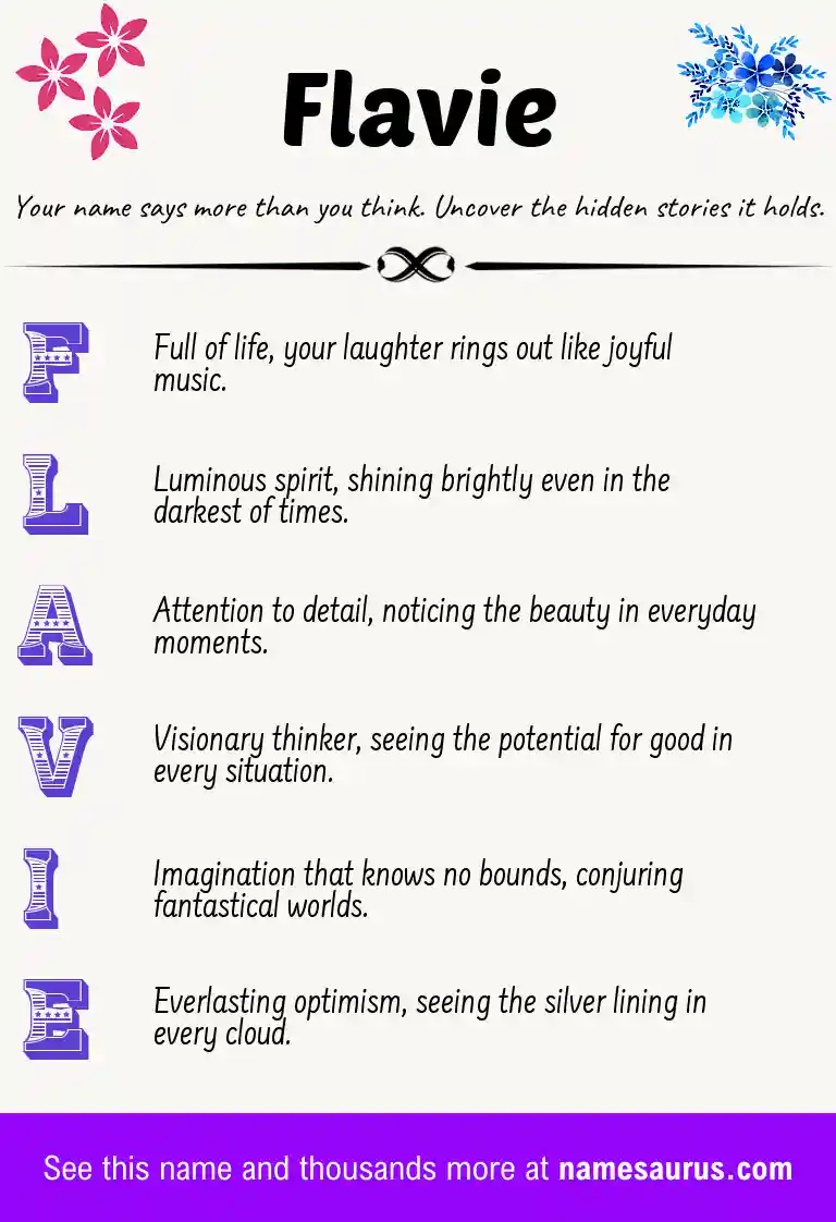 Acrostic poem about Flavie.