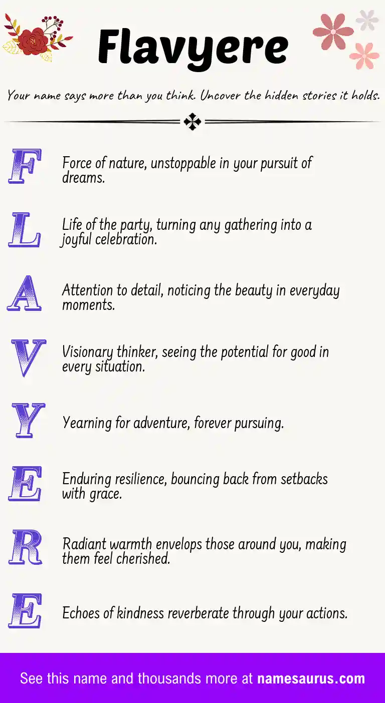 Acrostic poem about Flavyere.