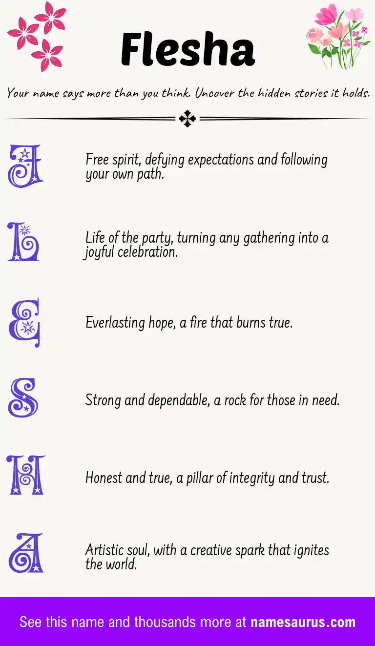 Acrostic poem about Flesha.