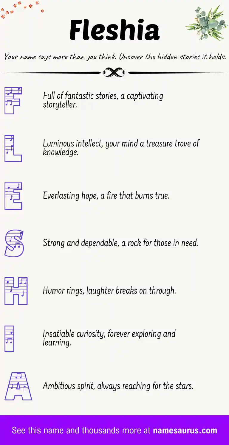 Acrostic poem about Fleshia.