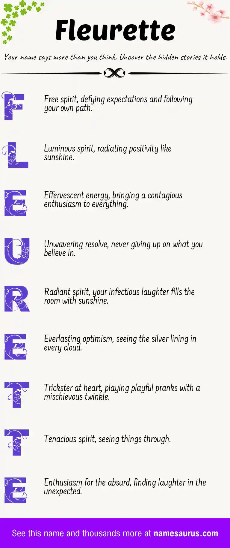 Acrostic poem about Fleurette.