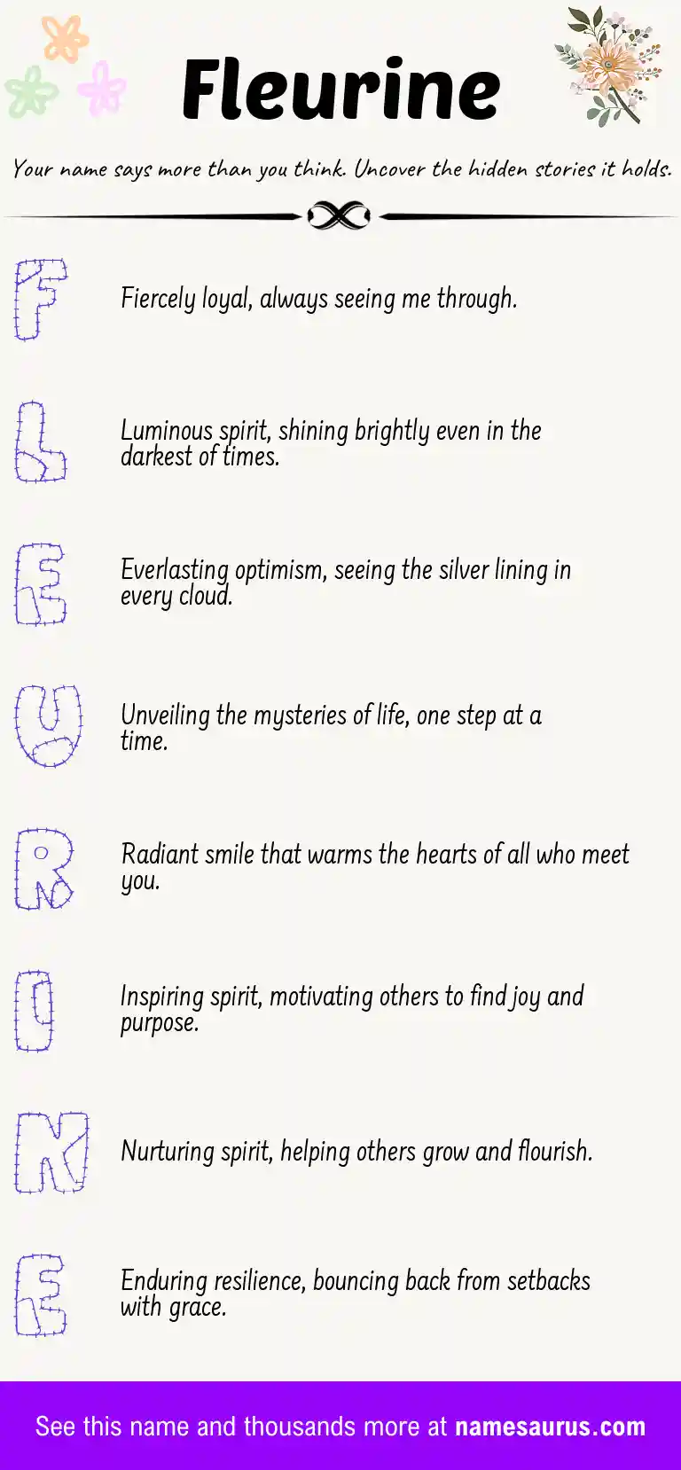 Acrostic poem about Fleurine.