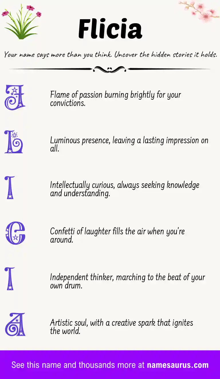Acrostic poem about Flicia.