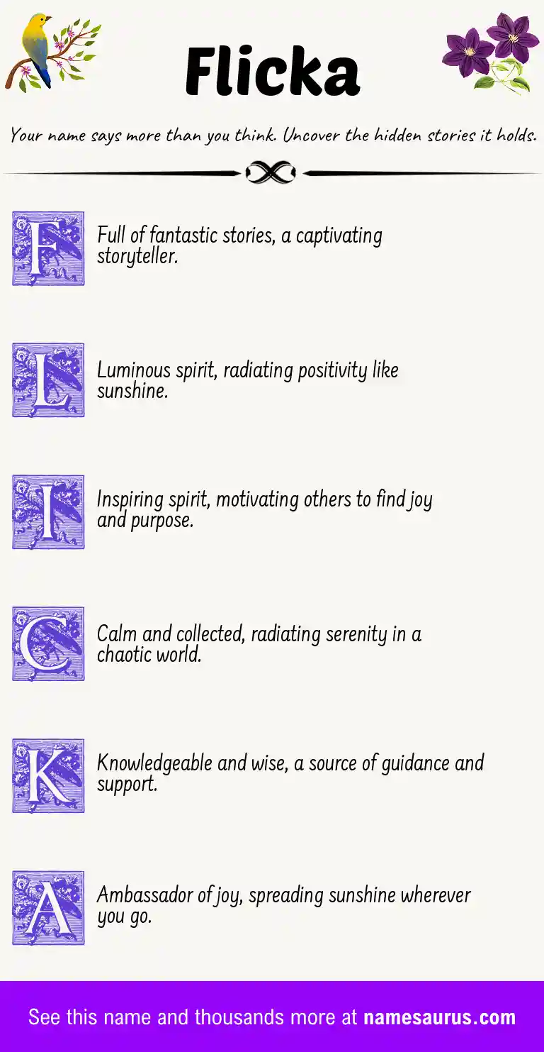 Acrostic poem about Flicka.