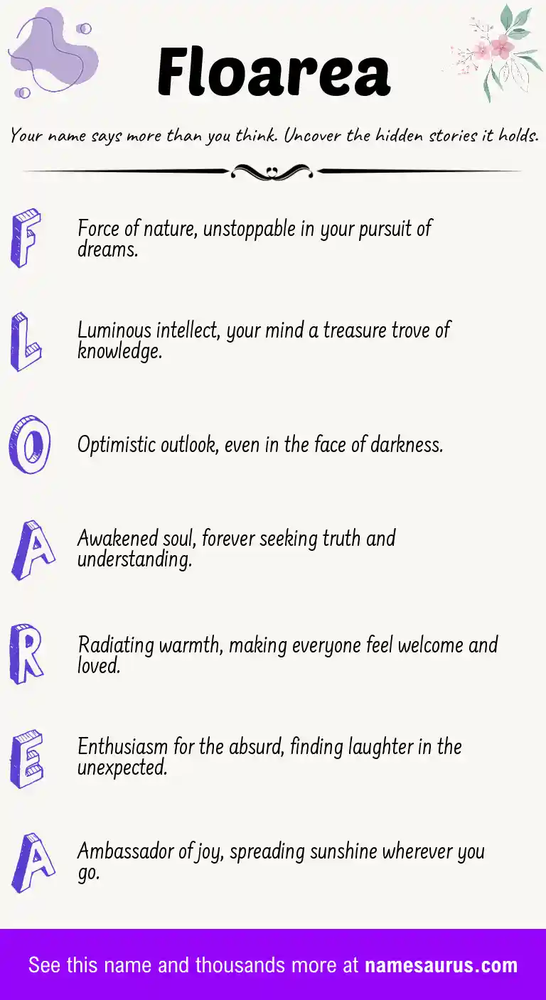 Acrostic poem about Floarea.