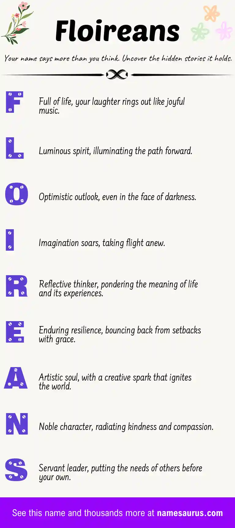 Acrostic poem about Floireans.