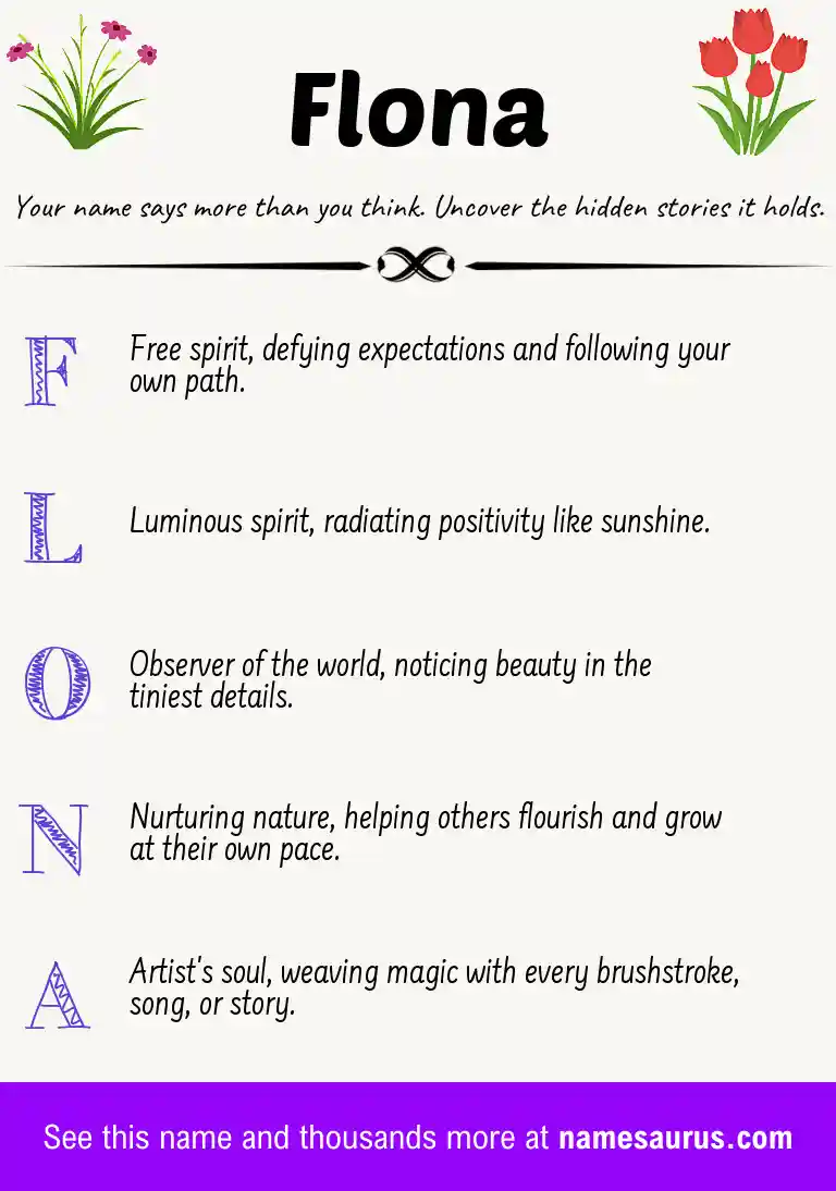 Acrostic poem about Flona.