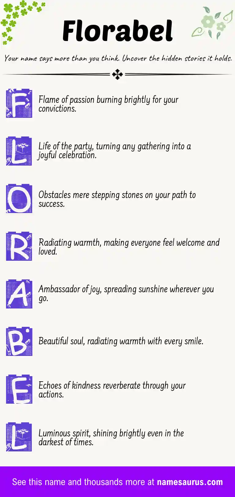 Acrostic poem about Florabel.