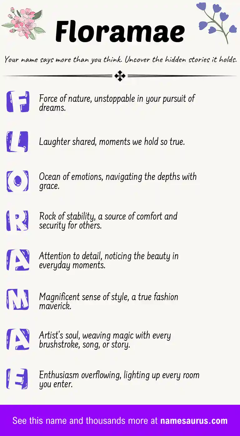 Acrostic poem about Floramae.