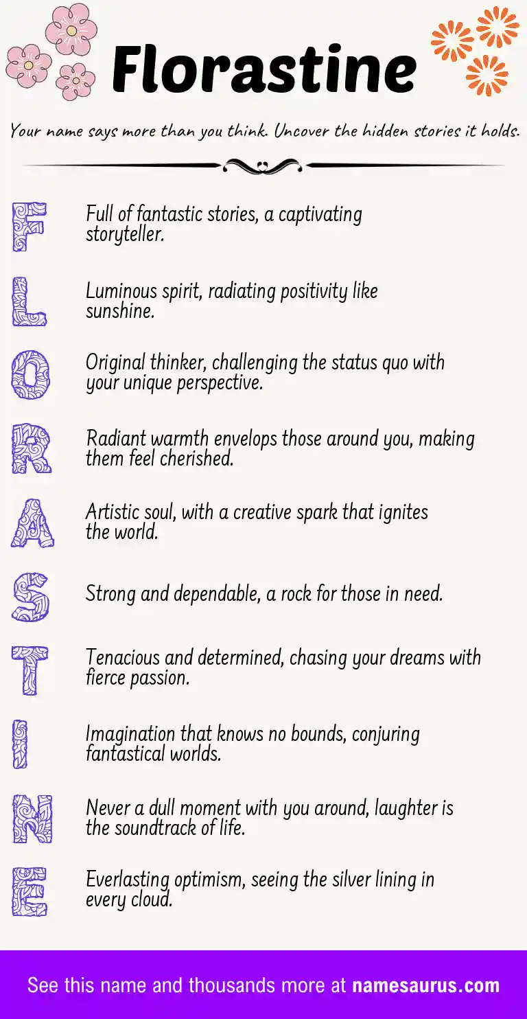 Acrostic poem about Florastine.