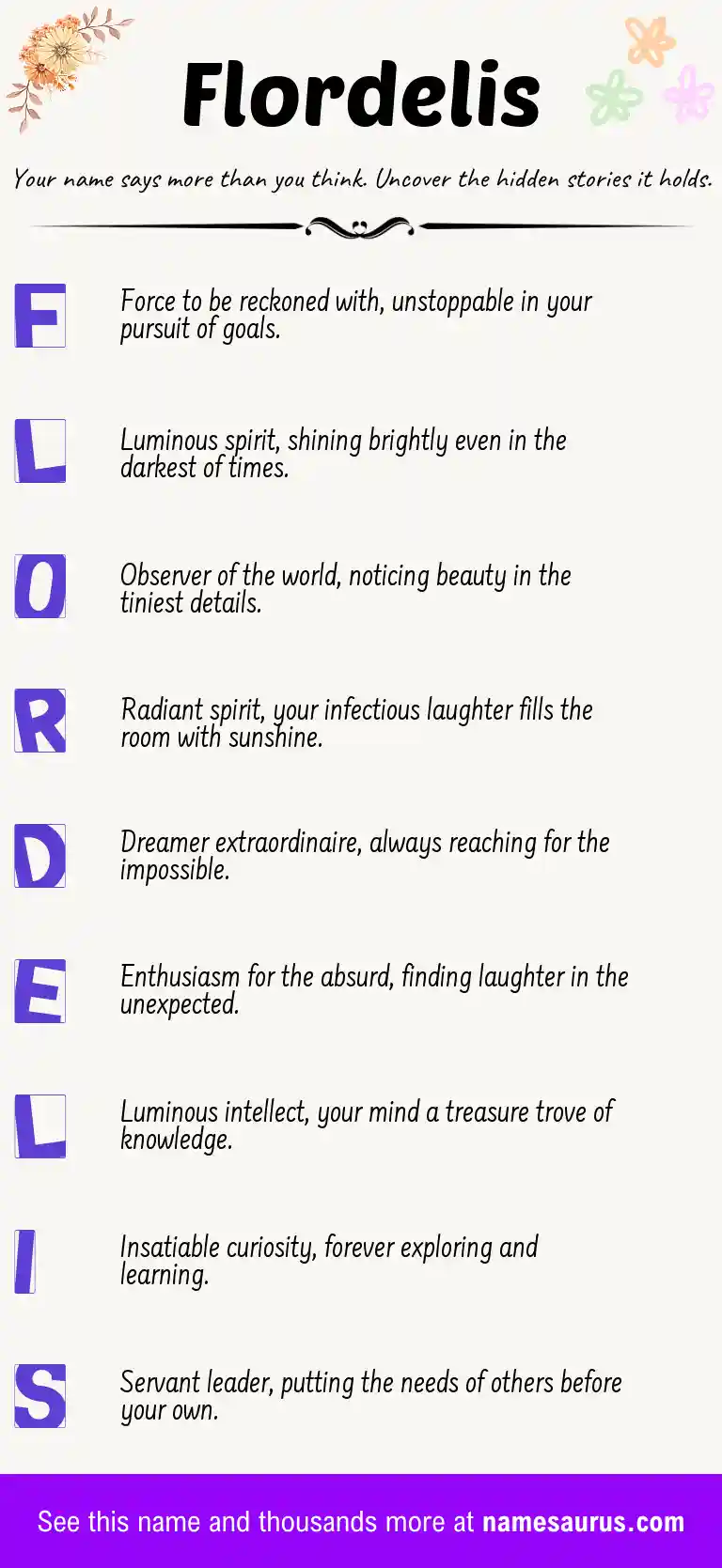 Acrostic poem about Flordelis.