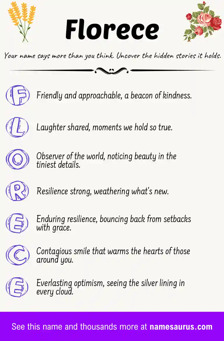 Acrostic poem about Florece.