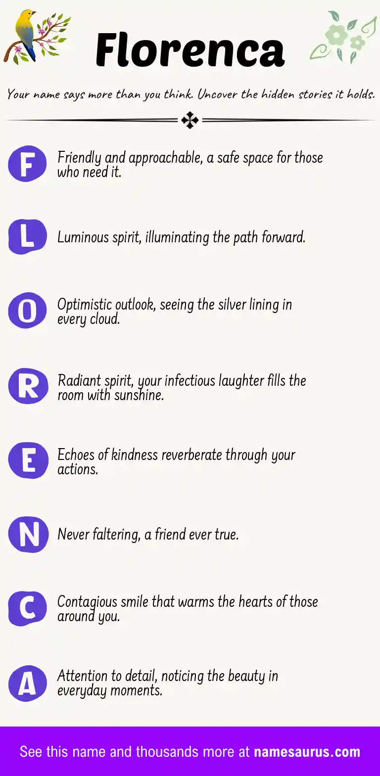 Acrostic poem about Florenca.