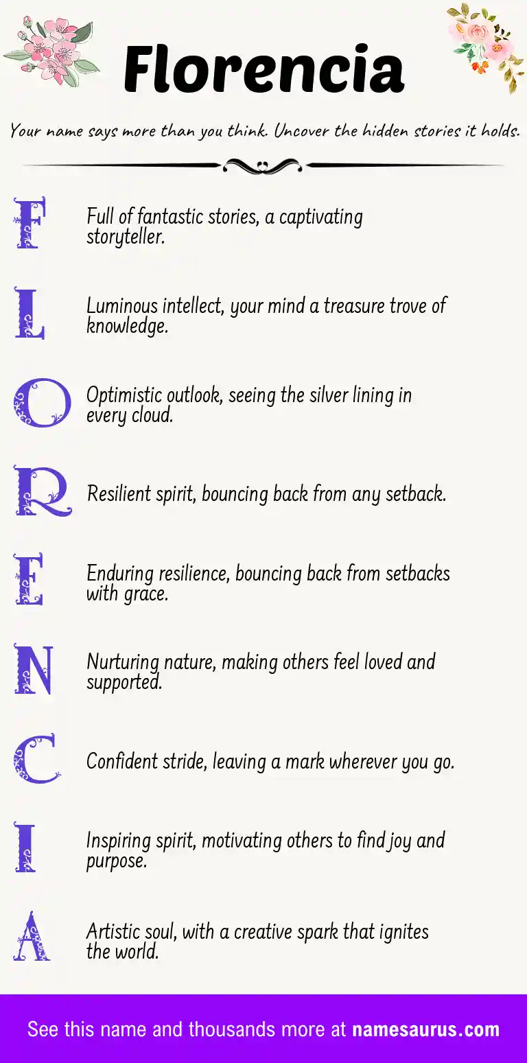 Acrostic poem about Florencia.