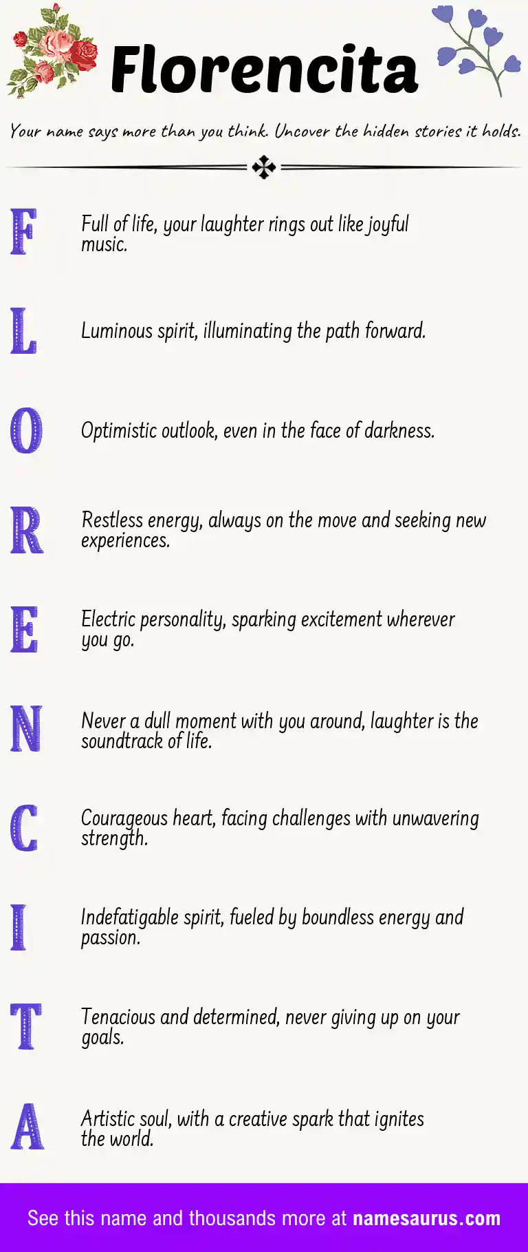 Acrostic poem about Florencita.