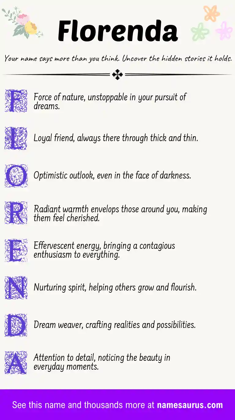 Acrostic poem about Florenda.
