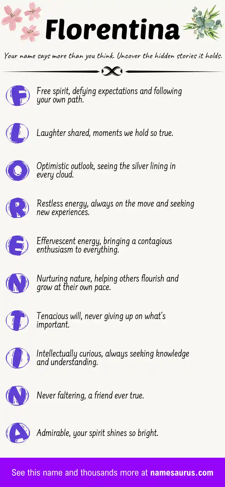 Acrostic poem about Florentina.