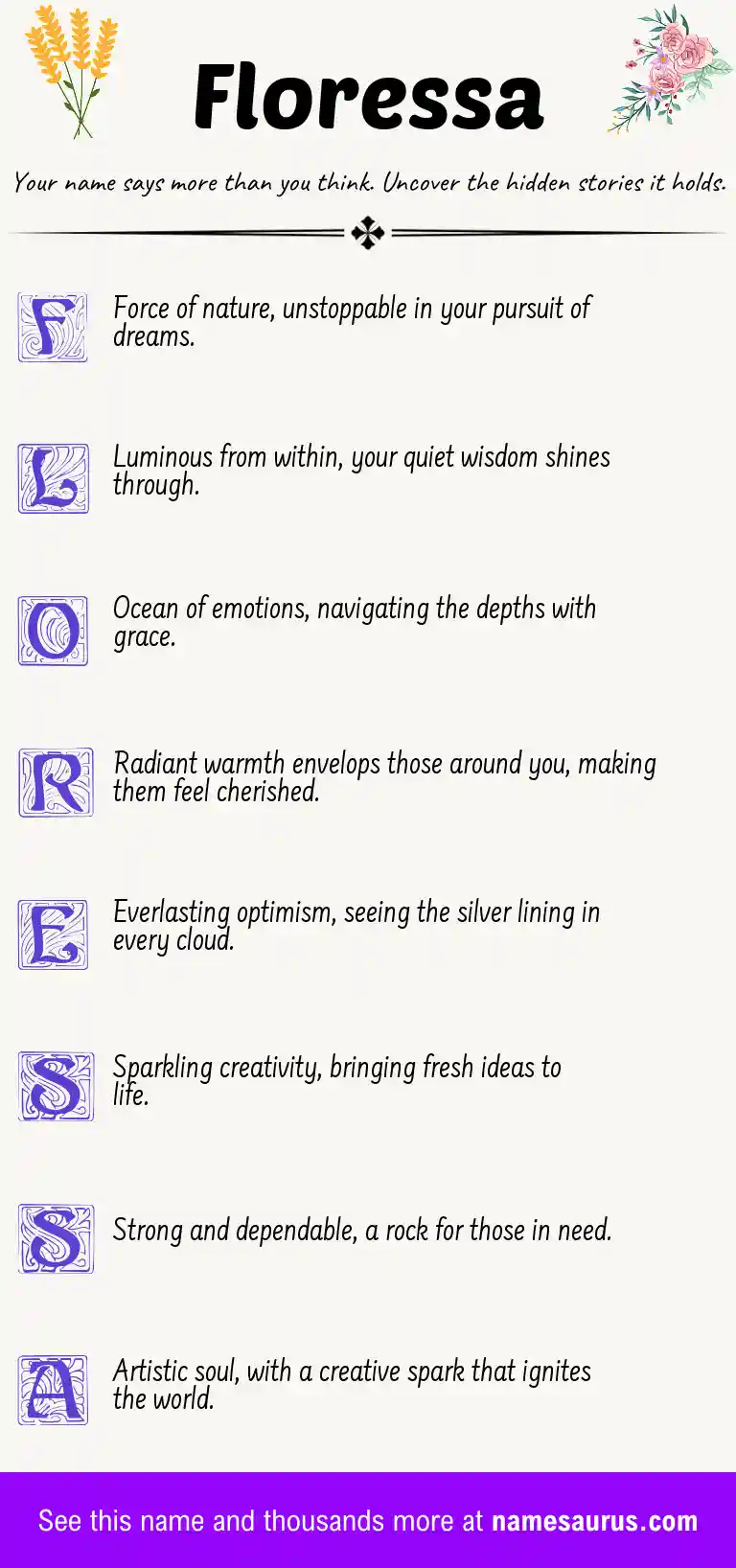 Acrostic poem about Floressa.