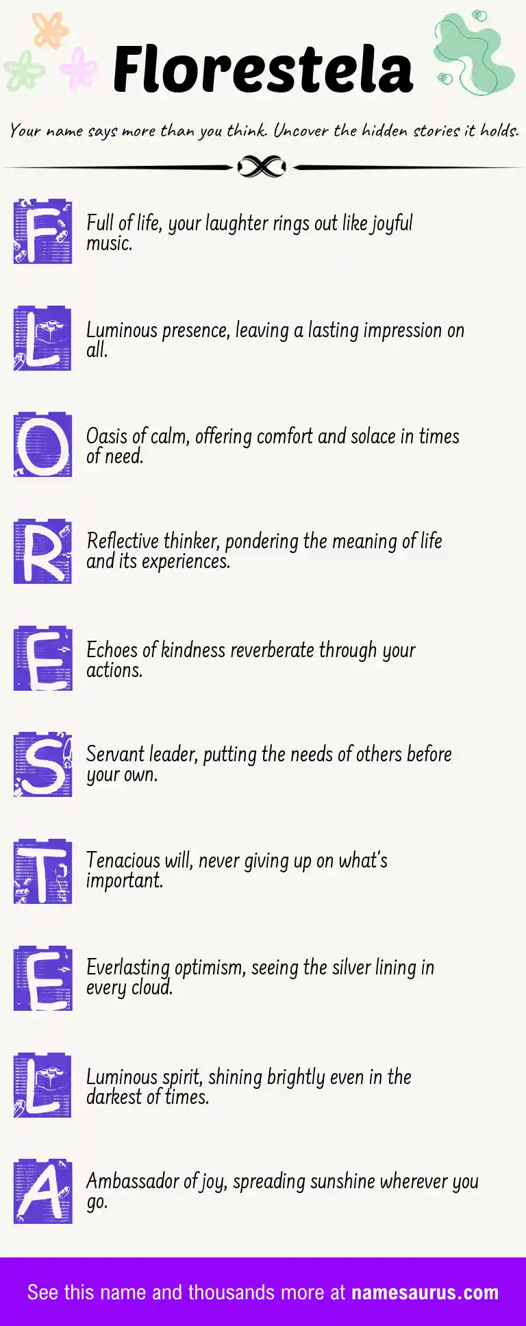 Acrostic poem about Florestela.
