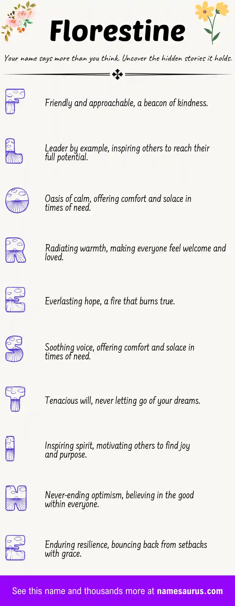 Acrostic poem about Florestine.
