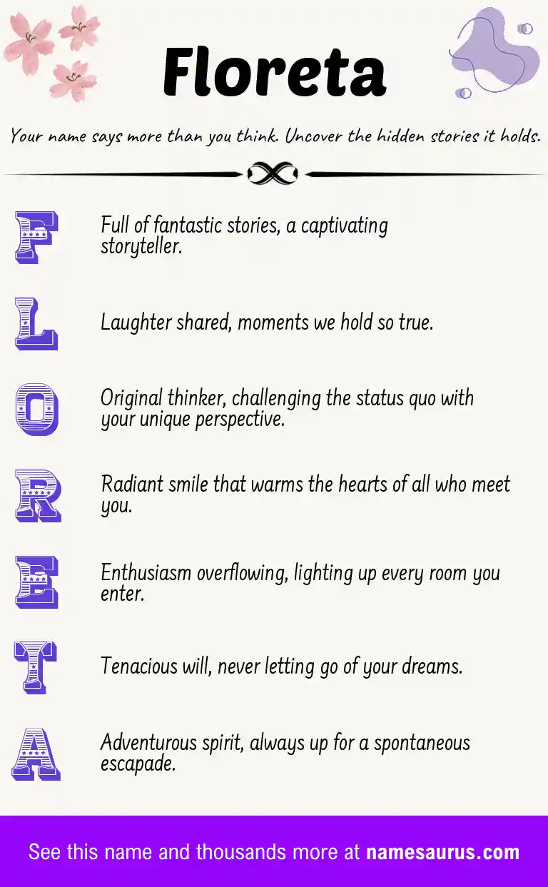 Acrostic poem about Floreta.