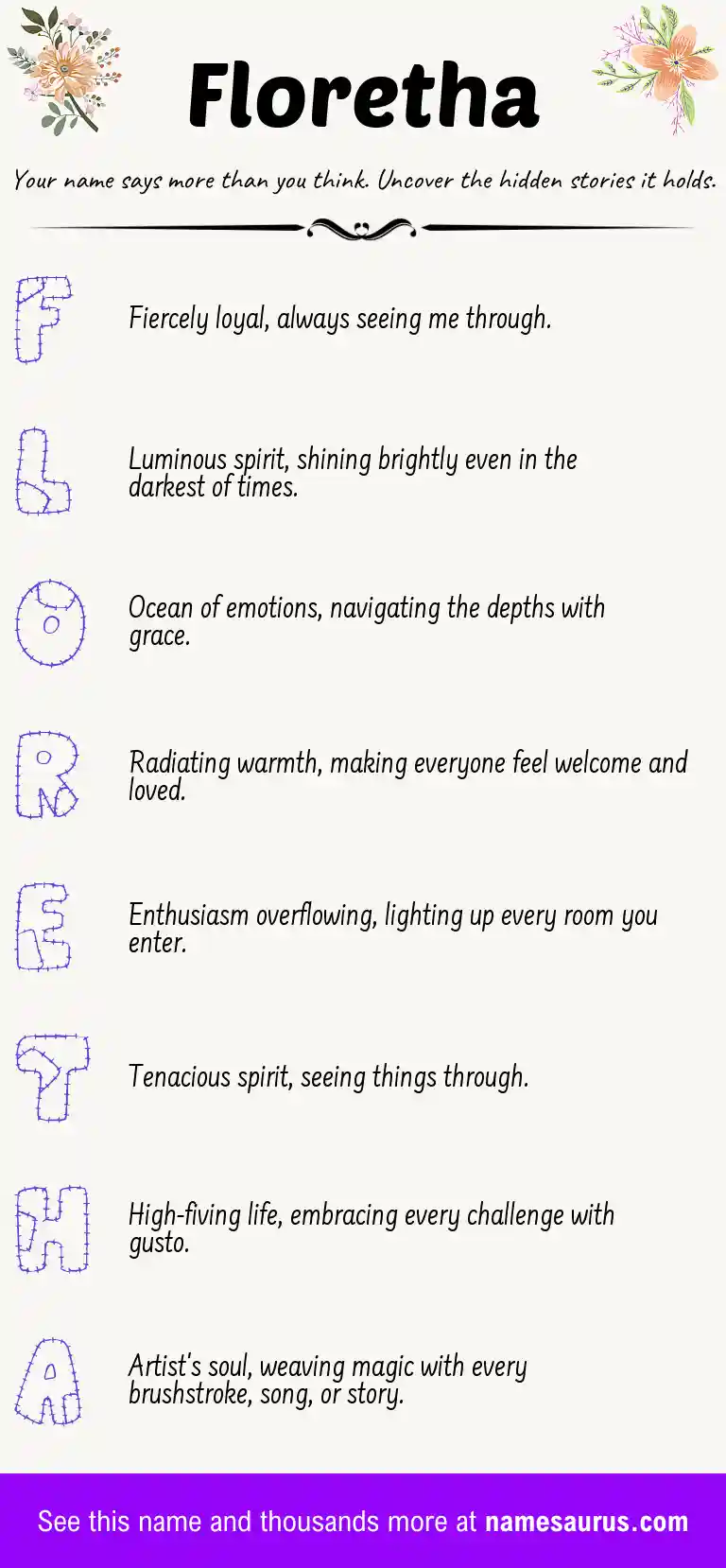 Acrostic poem about Floretha.