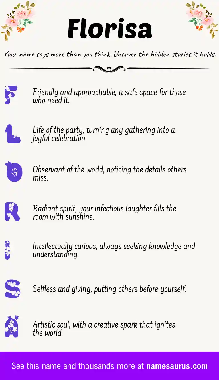 Acrostic poem about Florisa.