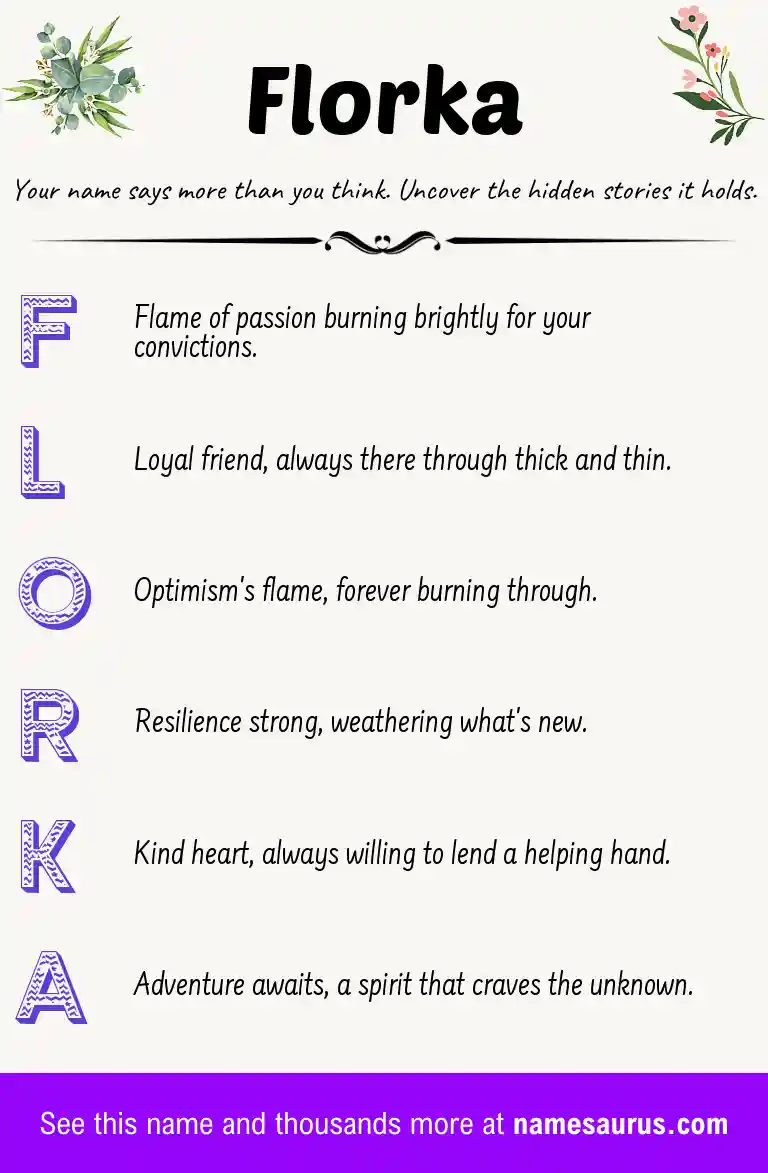 Acrostic poem about Florka.