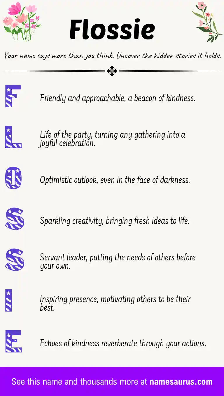 Acrostic poem about Flossie.