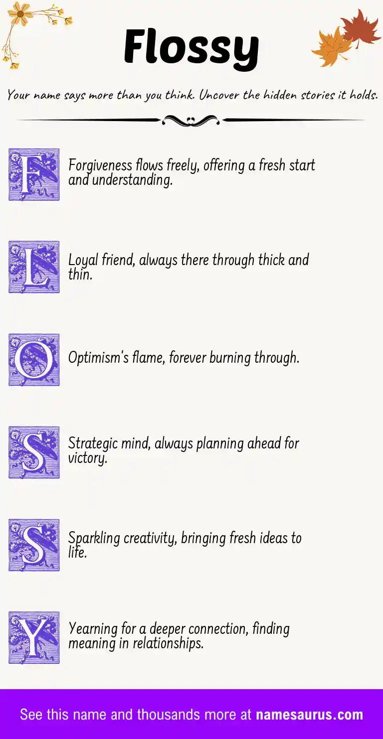 Acrostic poem about Flossy.