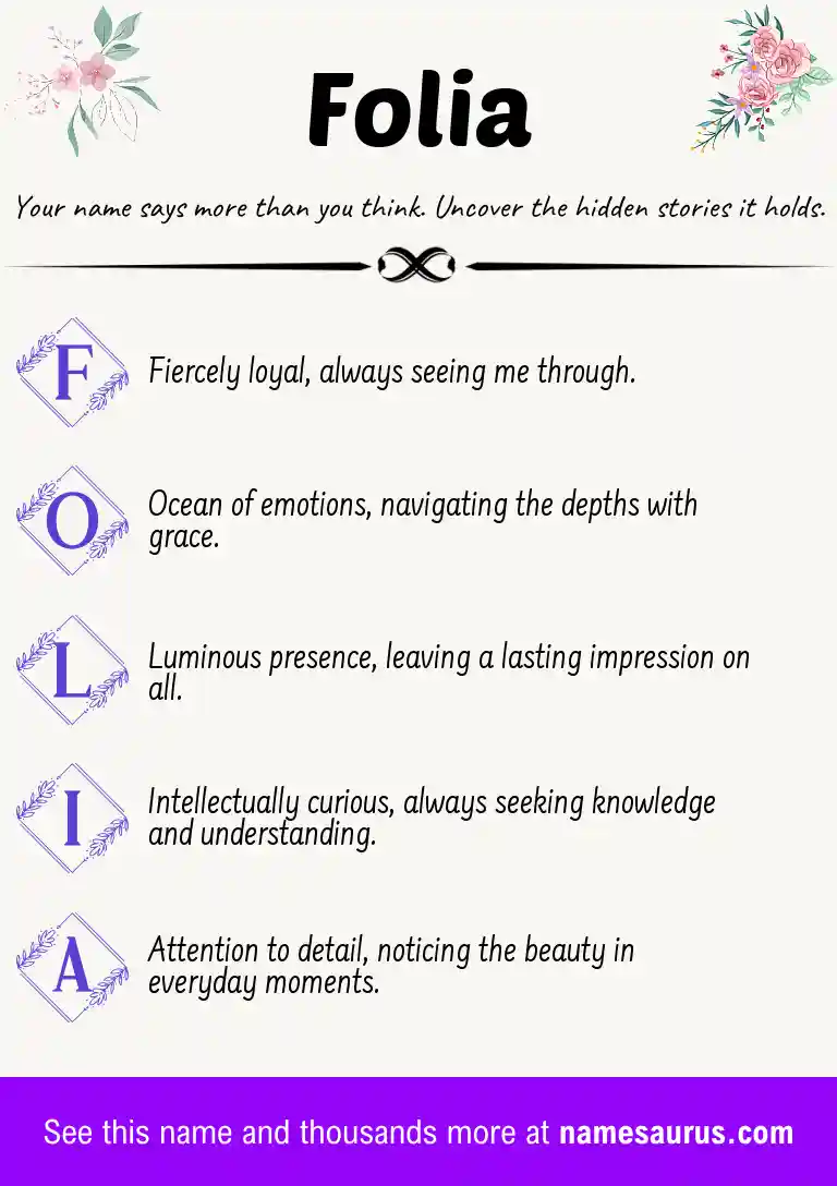 Acrostic poem about Folia.