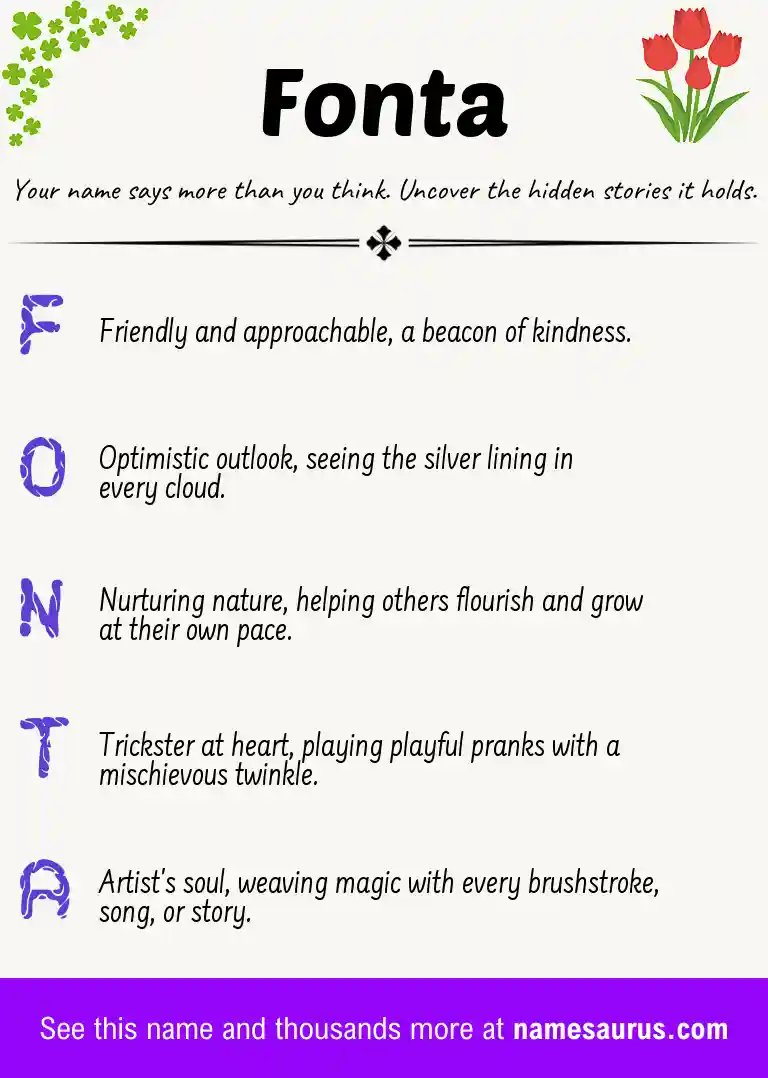 Acrostic poem about Fonta.