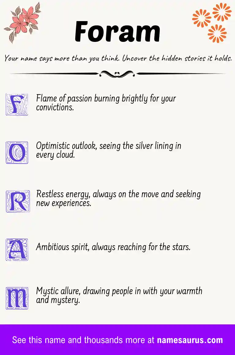 Acrostic poem about Foram.