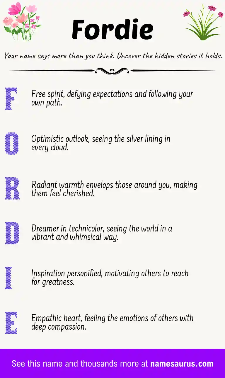 Acrostic poem about Fordie.