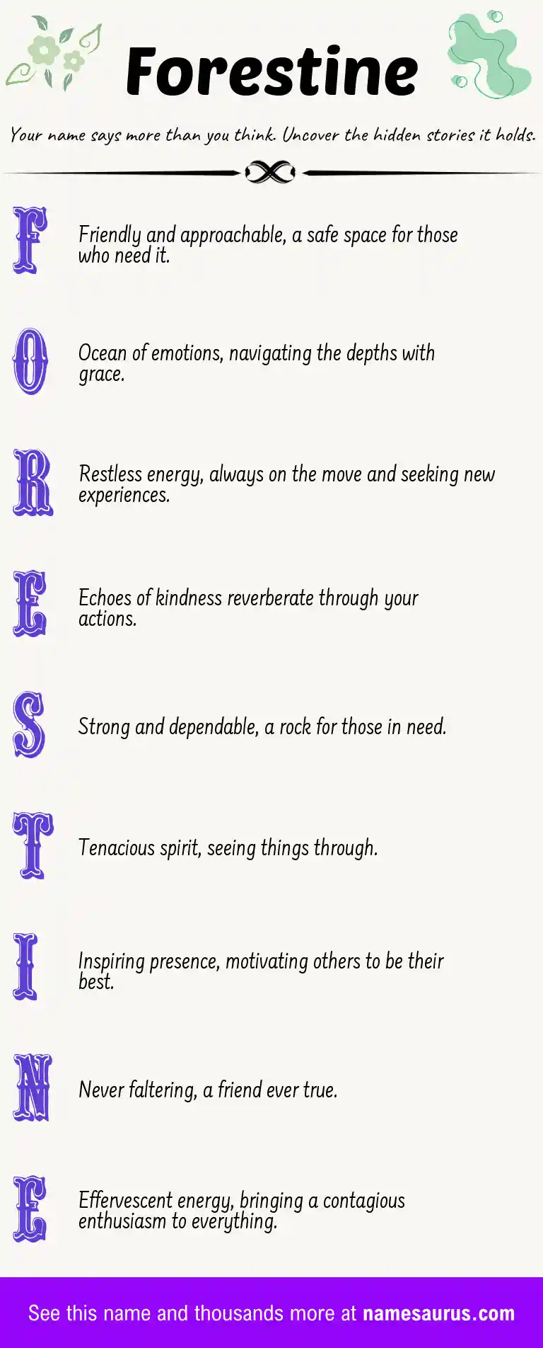 Acrostic poem about Forestine.