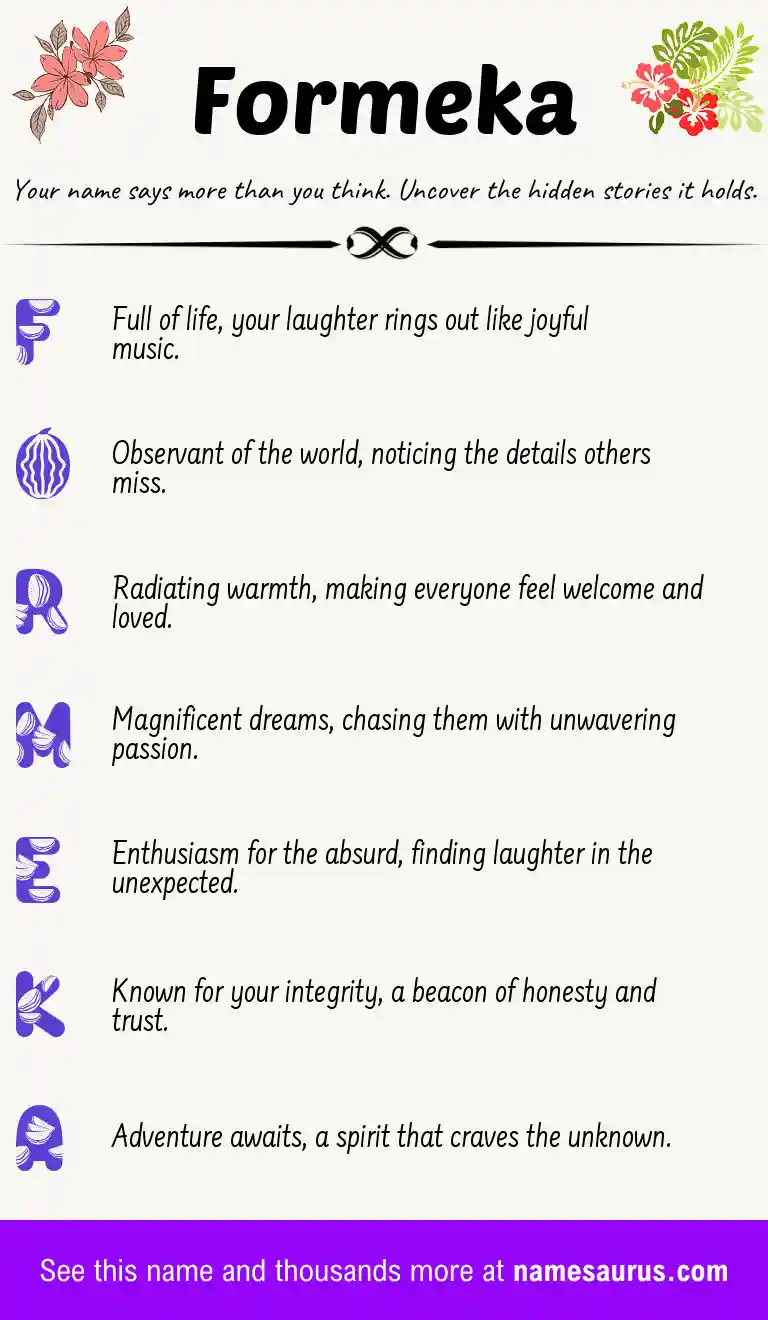 Acrostic poem about Formeka.