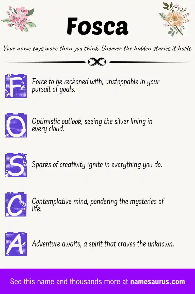 Acrostic poem about Fosca.