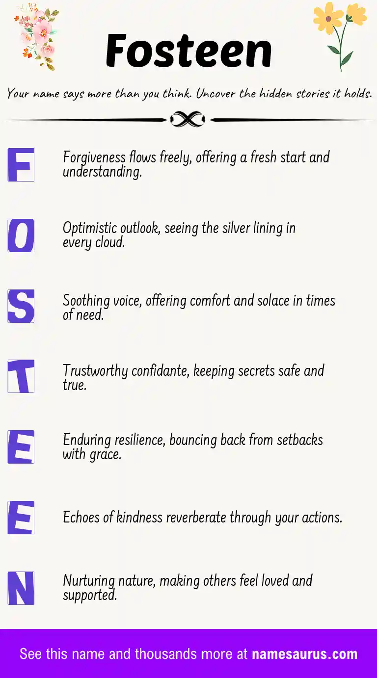 Acrostic poem about Fosteen.