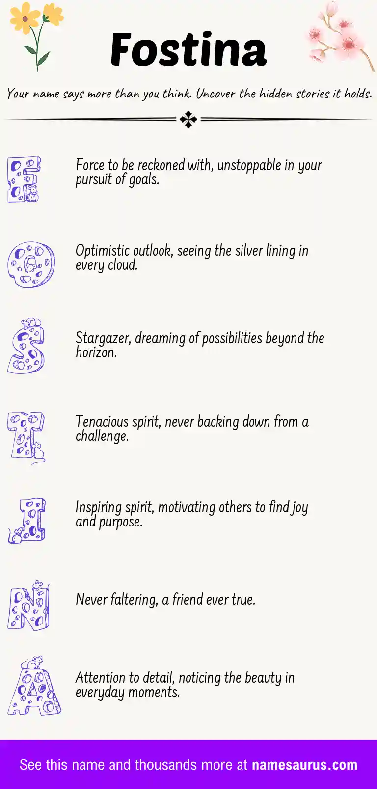 Acrostic poem about Fostina.