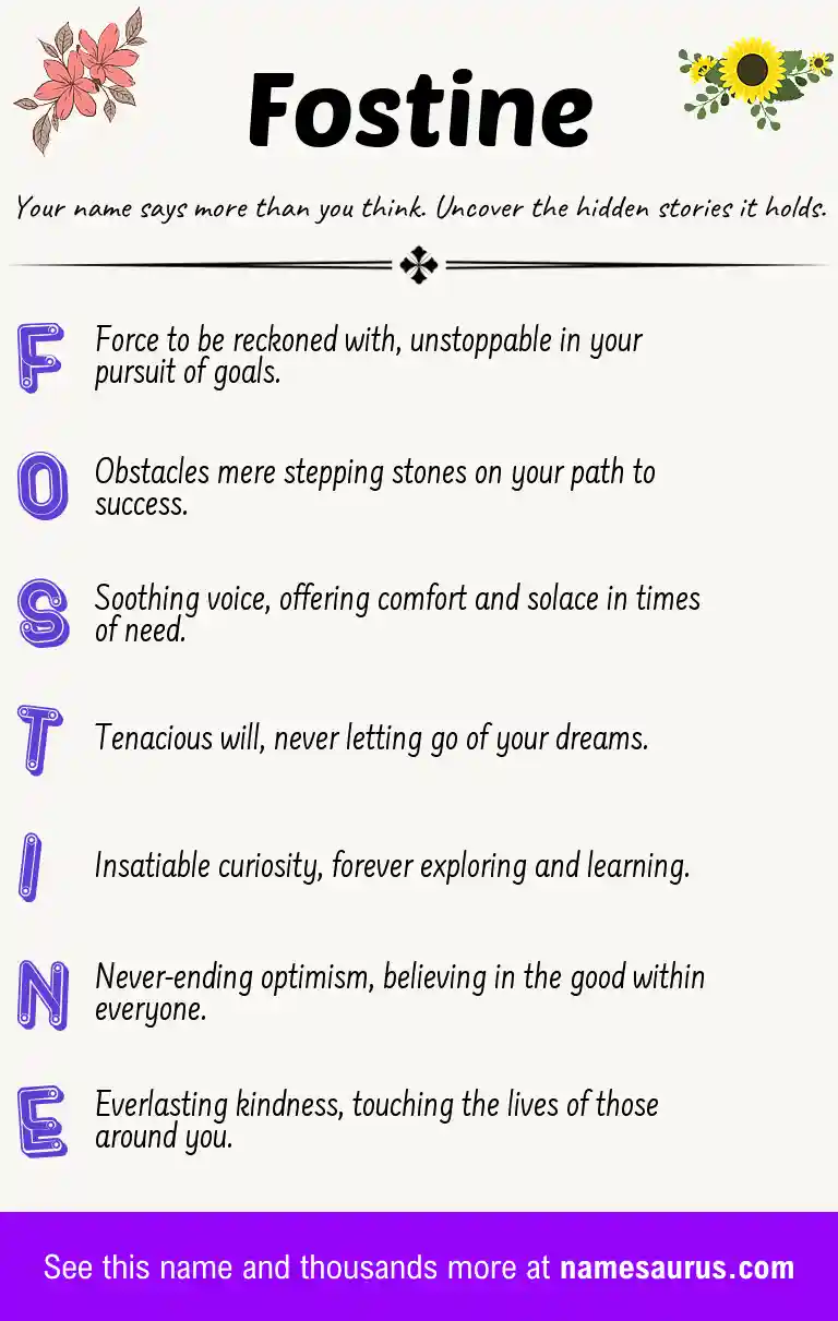 Acrostic poem about Fostine.