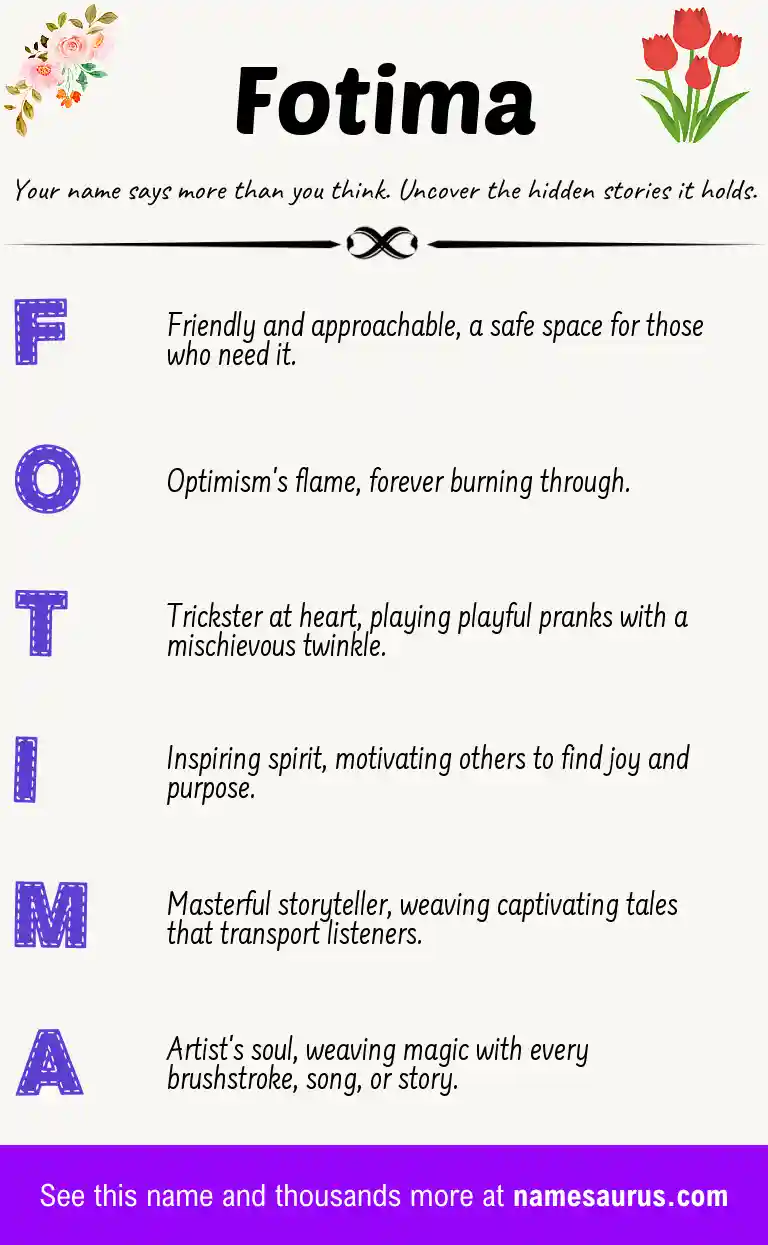 Acrostic poem about Fotima.