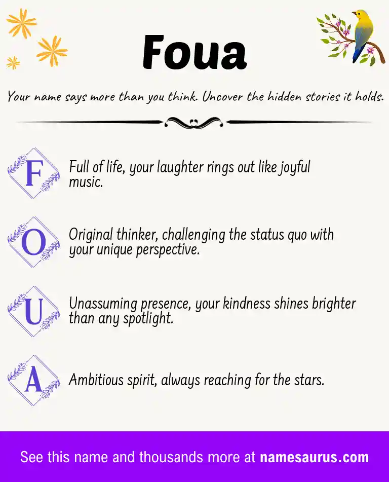 Acrostic poem about Foua.