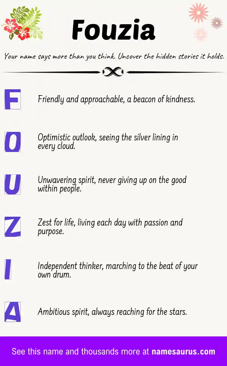 Acrostic poem about Fouzia.