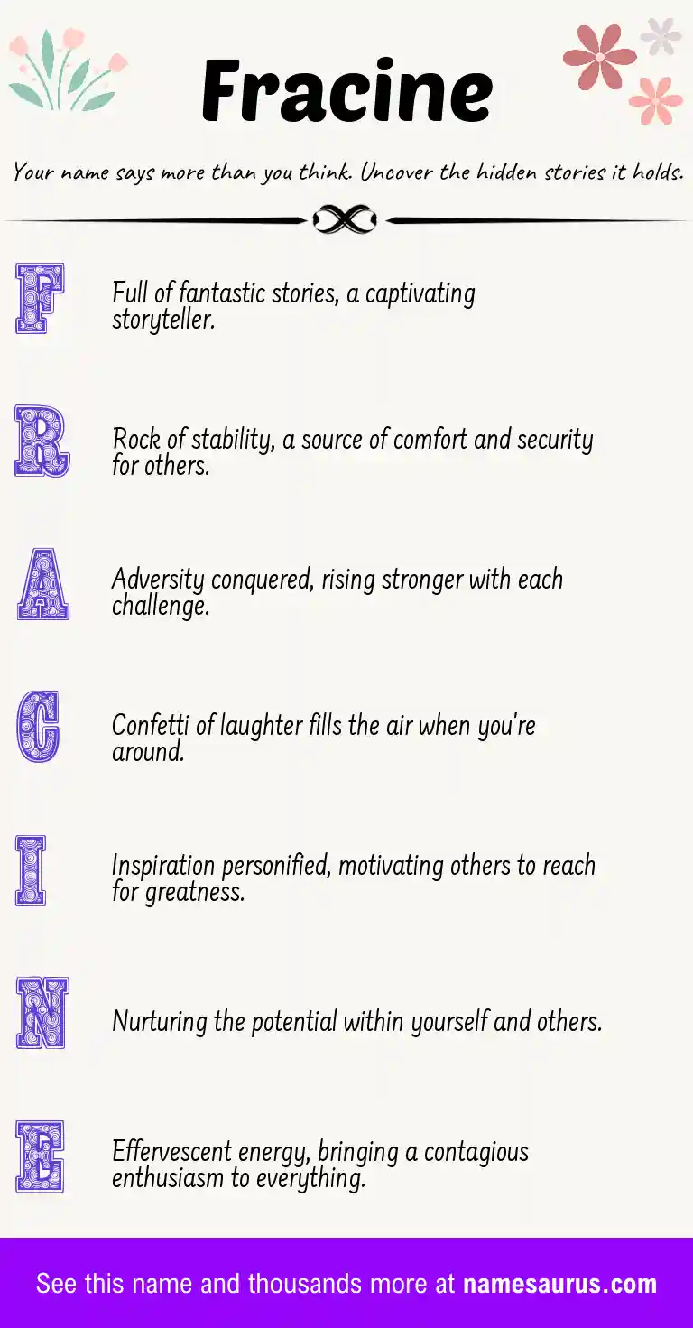 Acrostic poem about Fracine.
