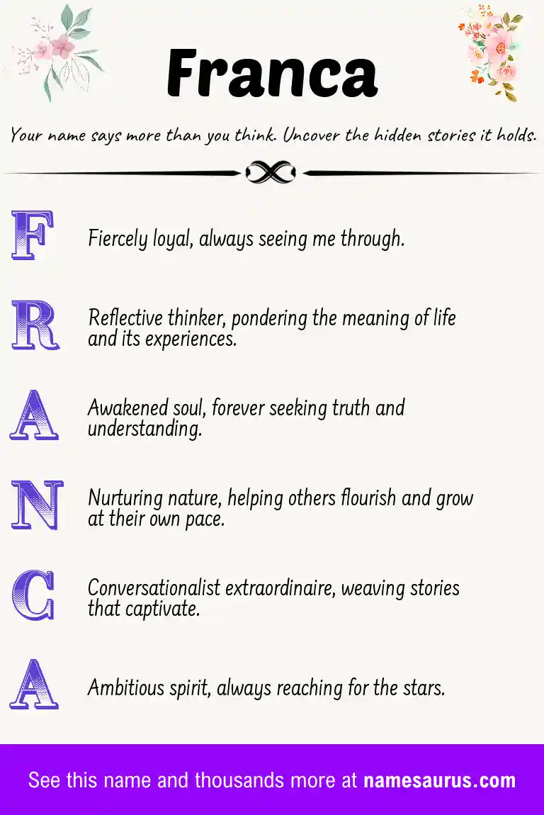 Acrostic poem about Franca.