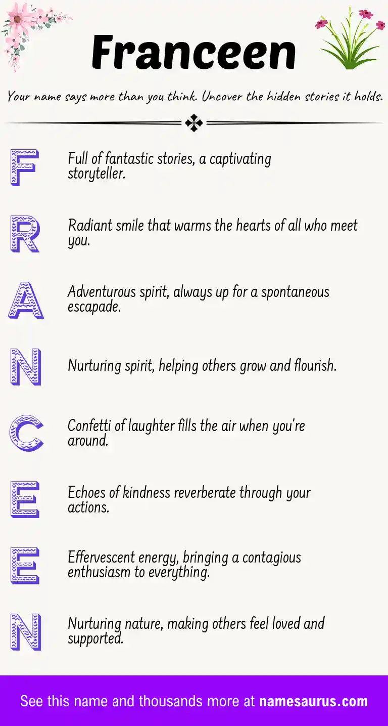 Acrostic poem about Franceen.