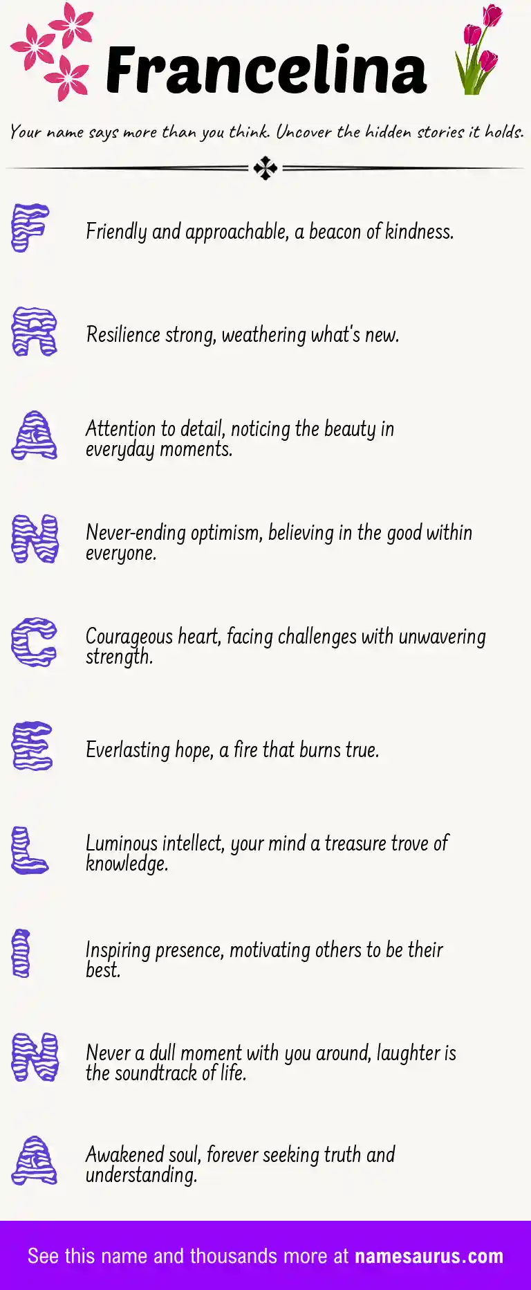 Acrostic poem about Francelina.