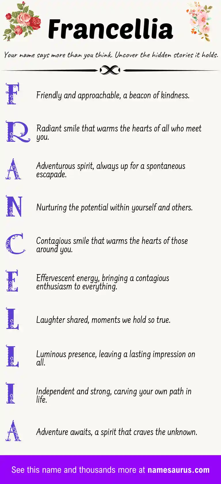 Acrostic poem about Francellia.