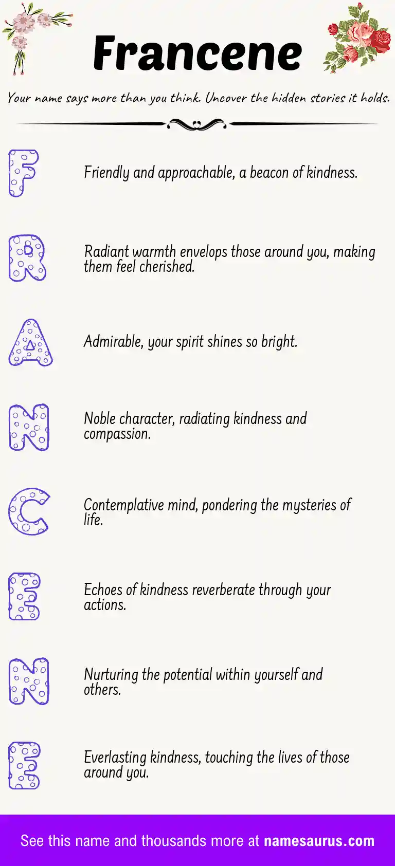Acrostic poem about Francene.