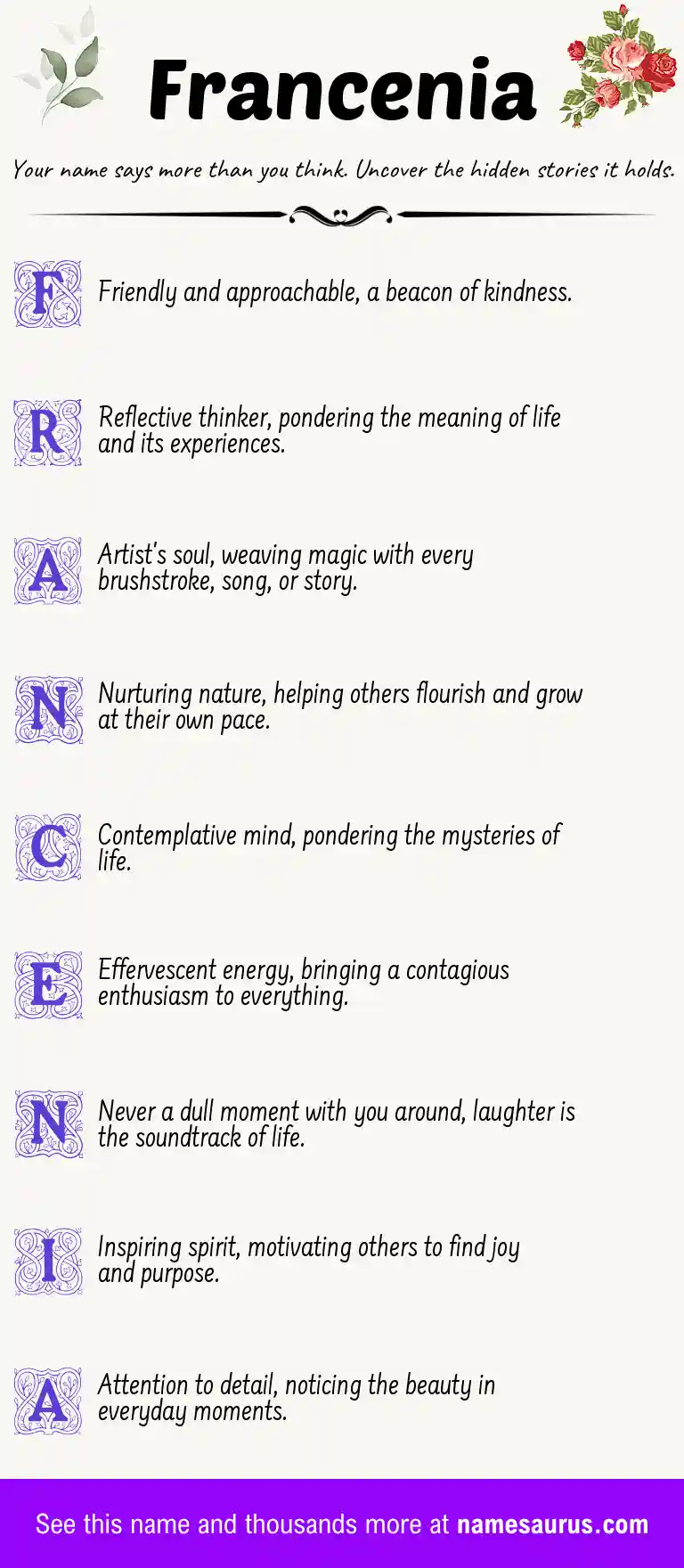 Acrostic poem about Francenia.